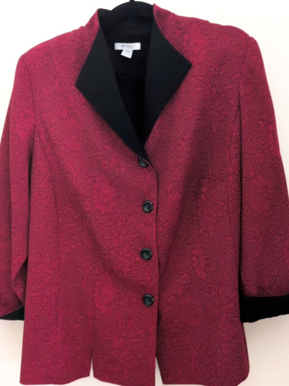 Dressbarn Red Blazer Jacket Black Suit Top Paisley Gothic Aesthetic SIZE 16W